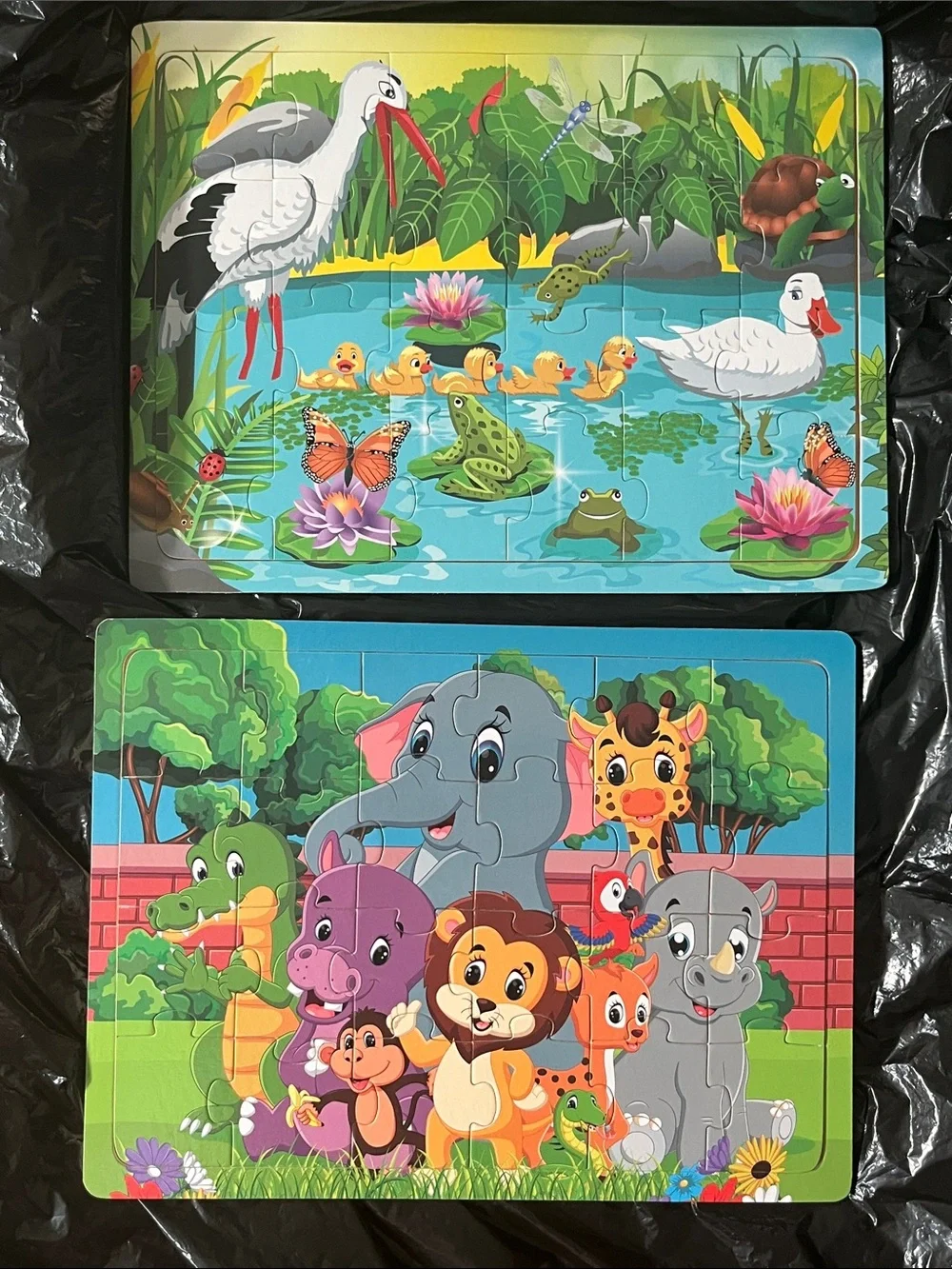 Children's Sea & Farm Wooden Puzzle Pack - Bright Multi-Color